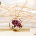 Gold Tone Round Clear Resin Pressed Flower Pendant Necklaces in Six Designs view 7