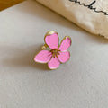 Gold Tone Enamel Flower Open Rings Pink Red White Blue view 6