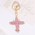 Rhinestone Airplane Keychain Gold Tone Metal Plane Charm view 2