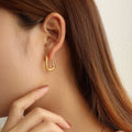 Irregular Open C-Shape Stud Earrings Gold Steel Pair view 4