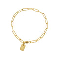 Paperclip Chain Bracelet Letter Tag Pendant Gold Steel view 5