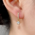 Single Crystal Drop Huggie Hoop Earrings in Two Metal Tones view 4