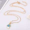 Gold Tone Floral Enamel Mushroom Pendant Necklaces in Six Colors view 2