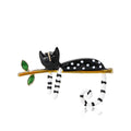 Enamel Cat Branch Brooch Polka Dot Black White Styles view 5