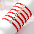 Red Woven Cord Small Round Evil Eye Adjustable Bracelets view 1