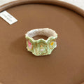 Enamel Floral Open Rings Mint White Green Branch Styles view 7