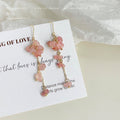Gold Pink Strawberry Quartz Chip Long Chain Drop Earrings view 3