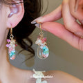 Pressed Flower Resin Hook Earrings in Three Colors view 4