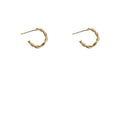 Gold Tone Twisted Rope Open C Hoop Stud Earrings Pair view 5