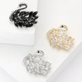 Mini Crystal Swan Brooch Black Gold or Silver Tone Pin view 2