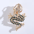 Gold Chinese Dragon Brooch Rhinestone Green Blue Red view 6