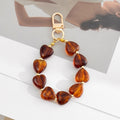 Heart Shaped Bead Bracelet Keychain With Gold Tone Clasp view 3