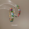 Multicolor Crystal Hoop Earrings In Silver And Gold view 3