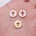 Round Enamel Cross Charms in Four Pastel Colorways view 9