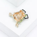 Green Frog in Square Glasses Brooch with Crystal Detail view 4