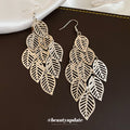 Openwork Leaf Cascade Hook Earrings in Three Finishes view 4