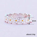 Silver Tone White Daisy Band Ring With Yellow Centers view 5