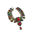 Statement Multi Row Rhinestone Collar Heart Drop Two Colors view 5