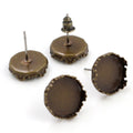 Scalloped Round Stud Earring Tray Settings in Mixed Finishes view 3