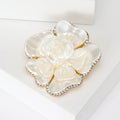 Pearl Flower Brooch In 1 Style With Polished Metal And Decorative Details view 2