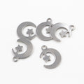Polished Silver Tone Crescent Moon Metal Charm Pendants view 7