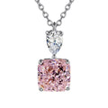 Silver Tone Square Cushion Pendant Necklace Teardrop Top view 4