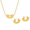 Gold Steel U Shape Pendant Snake Chain Necklace Hoops view 5