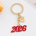 Gold Tone Enamel Number Charm Keychain with Heart Butterfly or Flower Accent view 2