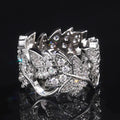 Silver-Tone Crystal Leaf Vine Wide Band Ring Jewelry view 1