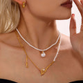 Asymmetric Freshwater Pearl Gold Organic Twist Necklace view 3
