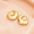 Rounded Square Chunky Hoop Earrings Polished Statement Fashion Jewelry view 2