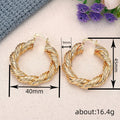 Gold Tone Triple Rope Twist Oversized Hoop Earrings view 4