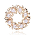 Pearl and Crystal Floral Wreath Brooch Decorative Clothing Pin view 4