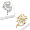 Openwork Bellflower Stem Brooch with Curved Floral Silhouette view 2
