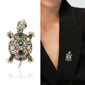 Compact Jeweled Turtle Brooch in Red Blue or Green view 2