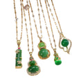 Green Jade-Look Gourd Bamboo Pendant Necklaces Gold Chain 5 Styles view 5