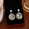Eleven Ocean Scene Pearl Look Medallion Stud Earrings view 5