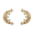 Gold Crescent Moon Stud Earrings Clear Zircon Accents view 5