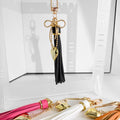 PU Leather Tassel Charm With Bow And Heart Pendant view 2