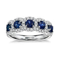 Deep Blue Round Stone Five-Cluster Ring In Silver Tone view 2