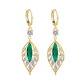 Marquise Green Crystal Leaf Drop Earrings in Two Finishes view 5