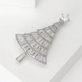 Baguette Crystal Christmas Tree Brooch in Gold or Silver Tone view 4