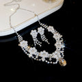 Silver Pearl Rhinestone Necklace Earring Set 2 Styles view 6