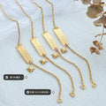 Gold Happy Forever Bar Tag Eight Point Star Charm Bracelet view 2