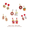 Chinese Fortune Theme Drop Stud Earrings Eleven Styles Mix view 2
