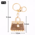 Rhinestone Handbag Keychain Gold Clasp Marble Enamel Colors view 3