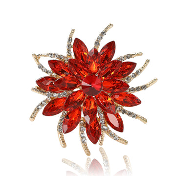 Rhinestone Starburst Flower Brooch Marquise Crystal Nine Colors