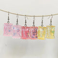 Resin Candy Packet Sweet Glitter Drop Earrings 7 Colors view 1
