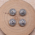 Textured Round Disc Spacer Beads in Antique Silver Metal view 2