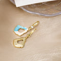 Blue White Enamel Open Geometric Drop Earrings Gold Hooks view 4